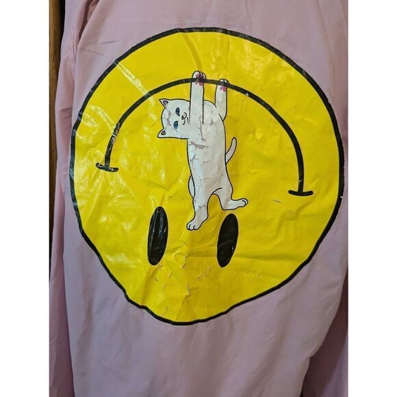 RIPNDIP Distress Windbreaker  Pullover Hooded Jacket Smiley Face Cat Size M - Picture 4 of 8